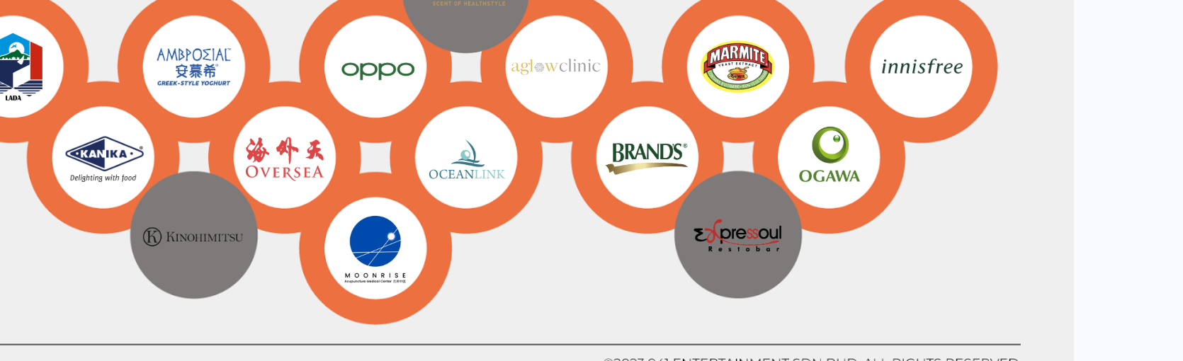 Clients including Oppo, Innisfree, Ogawa, Marmite, Ambrosial, Kanika, Oceanlink, Aglow Clinic and more